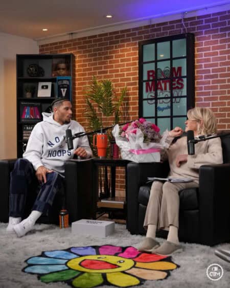Martha Stewart on Roommates Show podcast with QG Floral Central Park Pink arrangement
